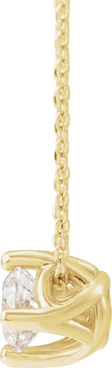 14K Gold Round Natural Diamond Solitaire Necklace or Slide Pendant - Yellow Gold - view 2