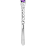 Platinum Round Natural Amethyst Rope Solitaire Ring - view 3