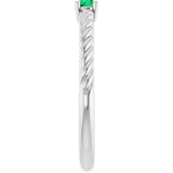 Platinum Round Natural Emerald Rope Solitaire Ring - view 4