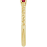 14K Gold Round Natural Ruby Rope Solitaire Ring - Yellow Gold - view 4