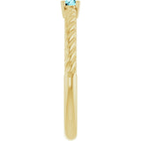 14K Gold Round Natural Blue Zircon Rope Solitaire Ring - Yellow Gold - view 4