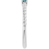 14K Gold Round Lab-Grown Alexandrite Rope Solitaire Ring - White Gold - view 3