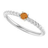 Platinum Round Natural Citrine Rope Solitaire Ring - view 5