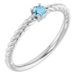 Platinum Round Natural Aquamarine Rope Solitaire Ring