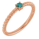 14K Gold Round Lab-Grown Alexandrite Rope Solitaire Ring - Rose Gold