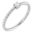 Platinum Round Natural Diamond Rope Solitaire Ring