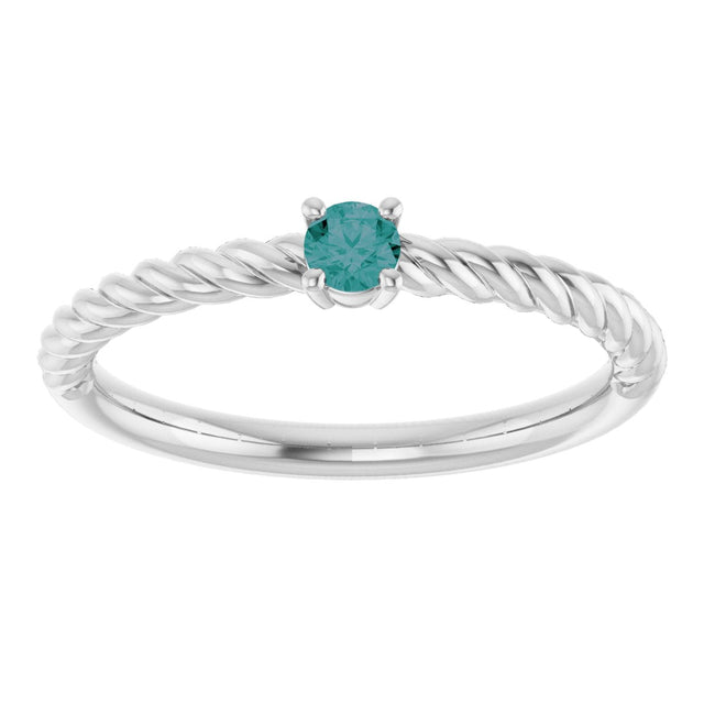 14K Gold Round Lab-Grown Alexandrite Rope Solitaire Ring - White Gold - view 4