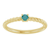 14K Gold Round Lab-Grown Alexandrite Rope Solitaire Ring - Yellow Gold - view 3