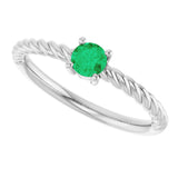 Platinum Round Lab-Grown Emerald Rope Solitaire Ring - view 5