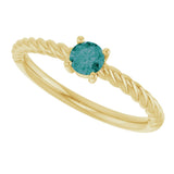 14K Gold Round Lab-Grown Alexandrite Rope Solitaire Ring - Yellow Gold - view 2