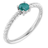 Platinum Round Lab-Grown Alexandrite Rope Solitaire Ring