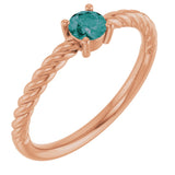 14K Gold Round Lab-Grown Alexandrite Rope Solitaire Ring - Rose Gold