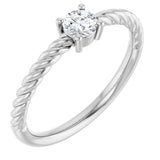 Platinum Round Natural Diamond Rope Solitaire Ring