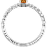 Platinum Round Natural Citrine Rope Solitaire Ring - view 3