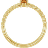 14K Gold Round Natural Citrine Rope Solitaire Ring - Yellow Gold - view 2
