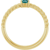 14K Gold Round Lab-Grown Alexandrite Rope Solitaire Ring - Yellow Gold - view 3