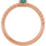14K Gold Round Lab-Grown Alexandrite Rope Solitaire Ring - Rose Gold - view 2