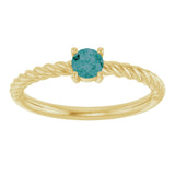14K Gold Round Lab-Grown Alexandrite Rope Solitaire Ring - Yellow Gold - view 4