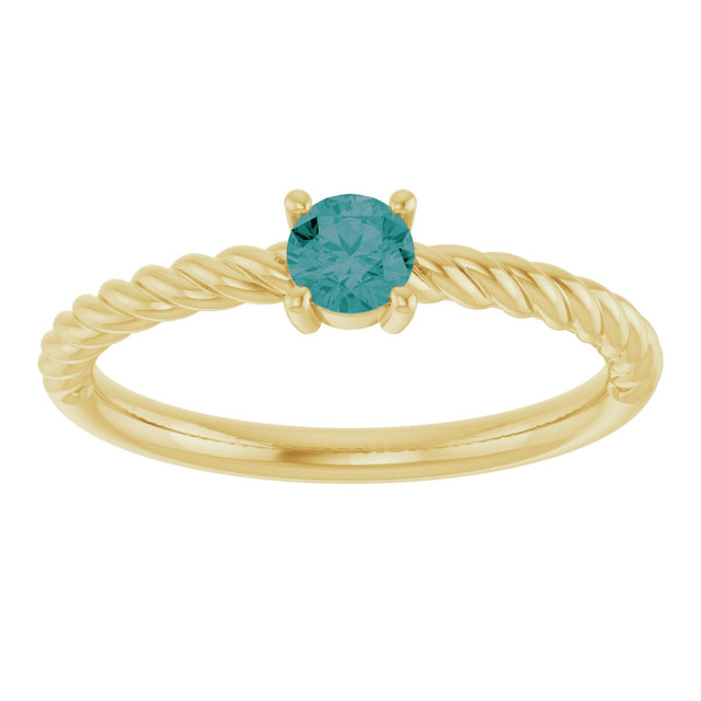 14K Gold Round Lab-Grown Alexandrite Rope Solitaire Ring - Yellow Gold - view 4