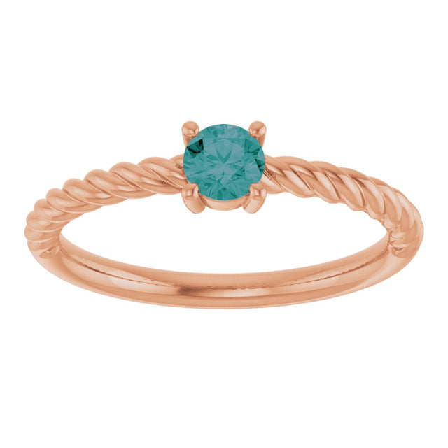 14K Gold Round Lab-Grown Alexandrite Rope Solitaire Ring - Rose Gold - view 3