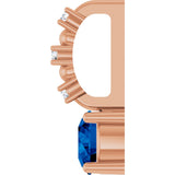 14K Gold Round Blue Sapphire Accented Pendant - Rose Gold - view 3