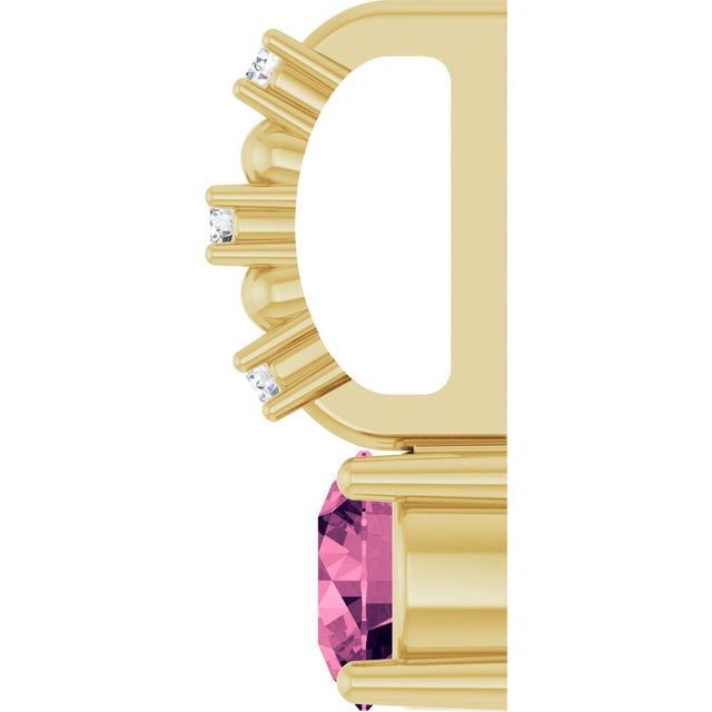 14K Gold Round Pink Tourmaline Accented Pendant - Yellow Gold - view 3
