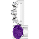 14K Gold Round Amethyst Accented Pendant - White Gold - view 2