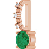 14K Gold Round Lab-Grown Emerald Accented Pendant - Rose Gold - view 2
