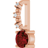 14K Gold Round Mozambique Garnet Accented Pendant - Rose Gold - view 2