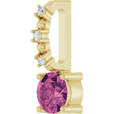 14K Gold Round Pink Tourmaline Accented Pendant - Yellow Gold - view 2
