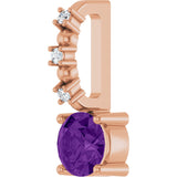 14K Gold Round Amethyst Accented Pendant - Rose Gold - view 2
