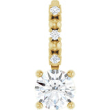 14K Gold Round Natural Diamond Accented Pendant – up to 0.01 CTW - Yellow Gold