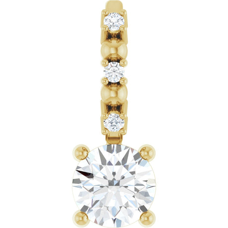 14K Gold Round Natural Diamond Accented Pendant – up to 0.01 CTW - Yellow Gold