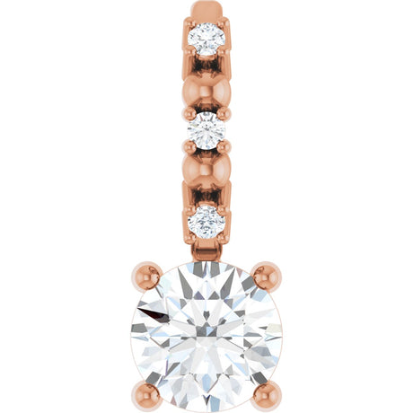 14K Gold Round Natural Diamond Accented Pendant – up to 0.01 CTW - Rose Gold