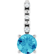 Platinum Round Blue Zircon Accented Pendant