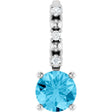 Platinum Round Aquamarine Accented Pendant