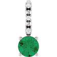Platinum Round Lab-Grown Emerald Accented Pendant