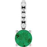 Platinum Round Emerald Accented Pendant
