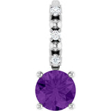 Platinum Round Amethyst Accented Pendant