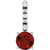Platinum Round Mozambique Garnet Accented Pendant