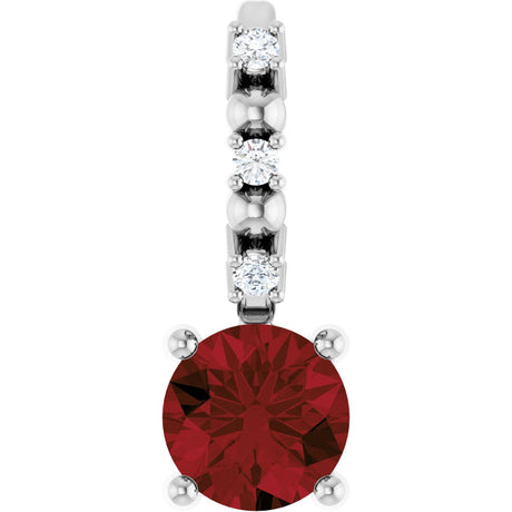 Platinum Round Mozambique Garnet Accented Pendant
