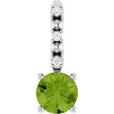 Platinum Round Peridot Accented Pendant