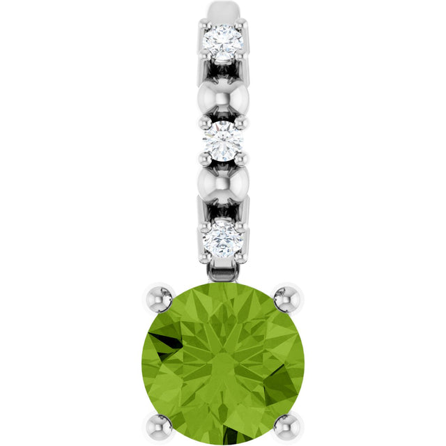 Platinum Round Peridot Accented Pendant