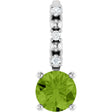 14K Gold Round Peridot Accented Pendant - White Gold
