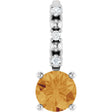 Platinum Round Citrine Accented Pendant