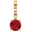14K Gold Round Lab-Grown Ruby Accented Pendant - Yellow Gold