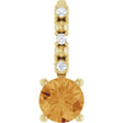 14K Gold Round Citrine Accented Pendant - Yellow Gold