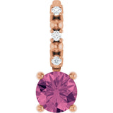14K Gold Round Pink Tourmaline Accented Pendant - Rose Gold - view 2