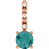 14K Gold Round Alexandrite Accented Pendant - Rose Gold