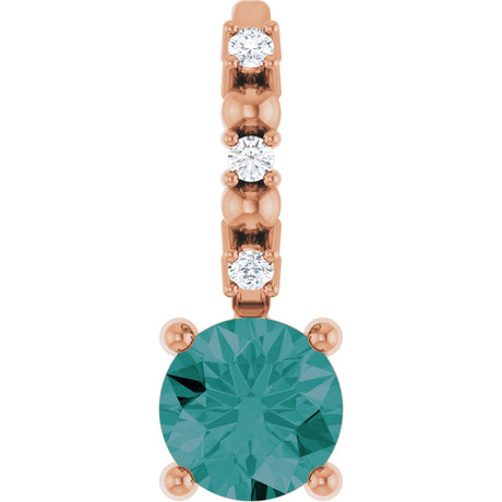 14K Gold Round Alexandrite Accented Pendant - Rose Gold